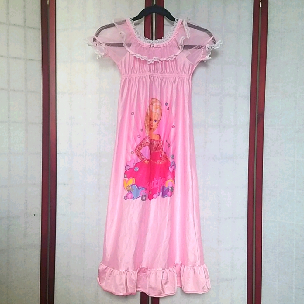 RARE Vintage Barbie Pink lace empire waist nightgown. Girl's size 10.